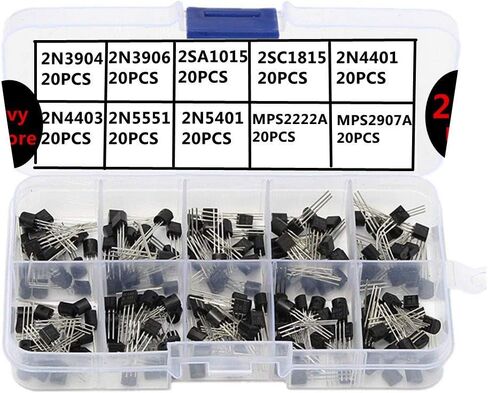 مجموعة ترانزستورات PNP NPN، مجموعة متنوعة من ترانزستور طاقة السيليكون بثلاثة دبابيس، مجموعة متنوعة 2N3904-MPS2907، 10 قيمة، حزمة من 200، Ltvystore in Kuwait