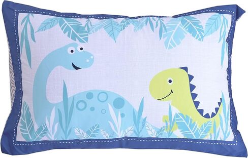 Jupeollon Dinosaur Toddler Bedding Set 4Piece Soft Toddler Sheet Set for Boys Girls Include Comforter, Flat Sheet, Fitted Sheet, Pillowcase, Blue White in Kuwait