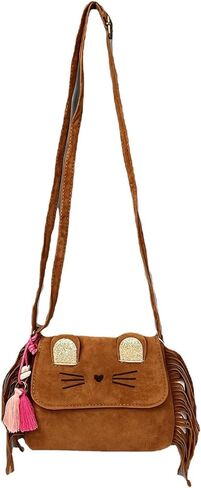 Cute Cat Tassel Crossbody Purse for Women Girls Solid Brown Fringe Crossbody Shoulder Bag with Strap Tassel Messenger bag in Kuwait