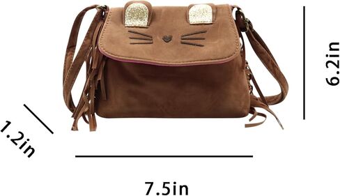 Cute Cat Tassel Crossbody Purse for Women Girls Solid Brown Fringe Crossbody Shoulder Bag with Strap Tassel Messenger bag in Kuwait
