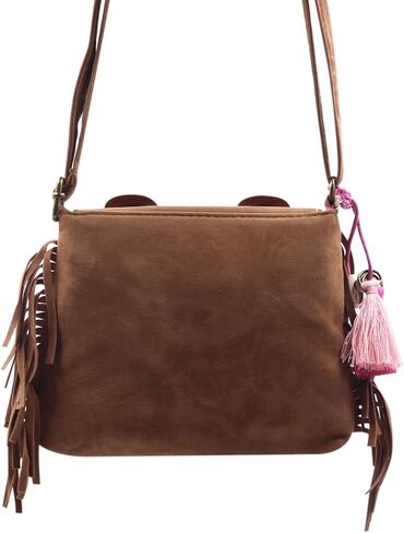 Cute Cat Tassel Crossbody Purse for Women Girls Solid Brown Fringe Crossbody Shoulder Bag with Strap Tassel Messenger bag in Kuwait