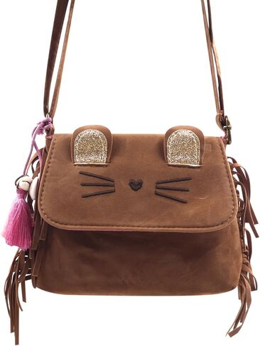 Cute Cat Tassel Crossbody Purse for Women Girls Solid Brown Fringe Crossbody Shoulder Bag with Strap Tassel Messenger bag in Kuwait