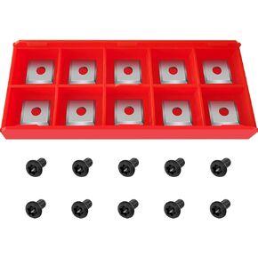 14 x 14 x 2mm Tungsten Carbide Inserts Set, Square Straight Tungsten Carbide Replacement Cutters Inserts Lathe Tools For Spiral Helical Planer Heads, Supplied with 10 pcs Screws in Kuwait