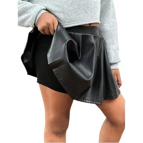WDIRARA Toddler Girl's Faux Leather Pleated Mini Skirt Elastic Waist Skater A Line Skorts in Saudi Arabia