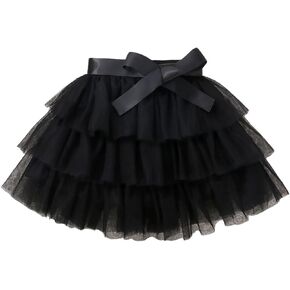 WDIRARA Toddler Girl's Mesh Layered Ruffle Tutu Skirt Dance Bow A Line Short Skirts in Saudi Arabia