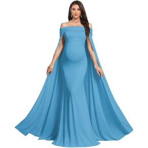 فستان حمل بدون أكتاف لاستحمام الطفل مع كيب 2026 من الساتان حورية البحر فساتين حمل طويلة لالتقاط الصور in Kuwait