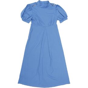 Womens Work Maternity Dresses Mock Neck Button Pleated Front Office A-Line Pregnancy Business Dress in Saudi Arabia