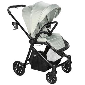 2 in 1 Baby Stroller Convertible Newborn to Toddler, Black | 54cm seat & 360° reversible | One-hand fold & self-standing | 7"/10" all-terrain | UPF50+ canopy & basket | 5-point harness in Kuwait