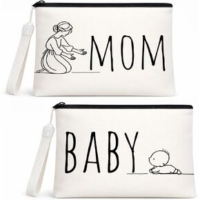Diaper Bag Organizer Set of 2, 10"x7" Chic Minimalist Canvas Pouches for Mom & Baby | A Warm & Stylish Gift for New Moms, Perfect for Hospital Bag & Travel Essentials (Love Line) in Saudi Arabia
