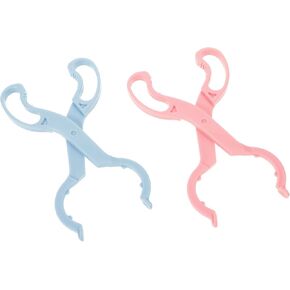 2pcs Bottle Clip Tongs Milk Bottle Clamp Anti-scald Nursing Feeder Tong with Anti-skid Grip for Feeding, Portable Pink and Blue Set in Saudi Arabia