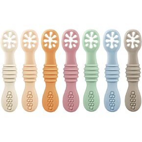 PandaEar 7 Pack Silicone Baby Feeding Spoon | Baby Led Weaning Supplies | Toddler Infant Feeding Spoon First Stage in Saudi Arabia