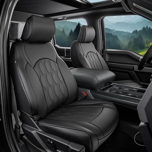 DiffCar® for Ford F150 Seat Covers 2025 2024 2023 2022 2021, PU Leather Truck Accessories Full Set for F 150, Car Pickup Seat Protectors Custom Fit for Ford F-150 XT XLT SuperCrew/CrewCab 21-25, Black in Saudi Arabia