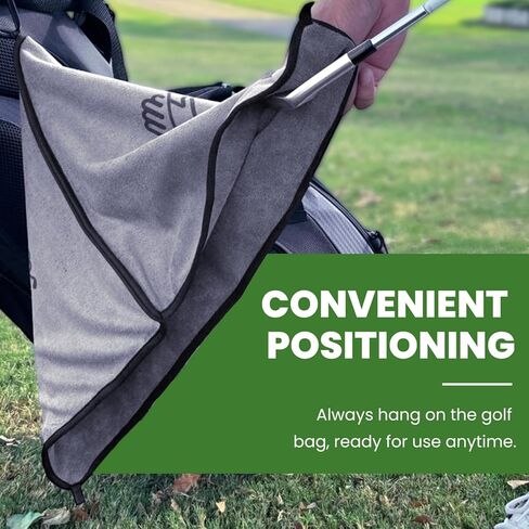 2-in-1 Wet & Dry Golf Towel, 14x14 Inches Microfiber Double Twist Pile, Double-Layered Thickened Durable with Carabiner Clip, Unisex Golf Gift for Men and Women (Grey) in Saudi Arabia