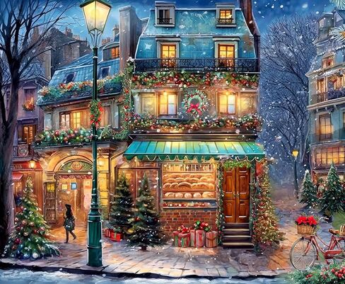 Springbok Festive Christmas Village 500 Piece Piece for البالغين- مشهد قرية عيد الميلاد الحنين إلى الماضي in Kuwait