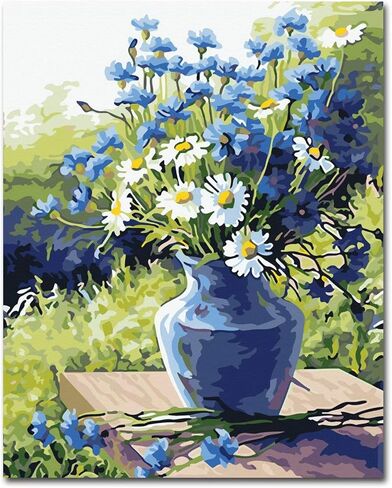 LSPBN 12 مجموعات الطلاء بواسطة أرقام أرقام للبالغين والأطفال مع اللوحة الاكريليك DIY بأرقام مع 6 مواقف الإطارات - قماش 8 × 8 بوصة للمبتدئين ، الفصل ، نشاط الحفلات ، هدية عيد ميلاد in Kuwait