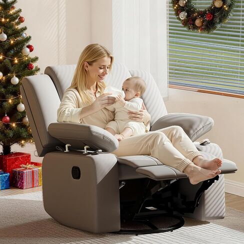 AILEEKISS كرسي هزاز للحضانة كرسي دوار كرسي منزلق مع مساند للذراعين قابلة للتعديل، مسند الرأس كرسي الرضاعة الهزاز للرضاعة الطبيعية، كراسي مريحة منجدة لغرفة المعيشة (بيج) in Kuwait