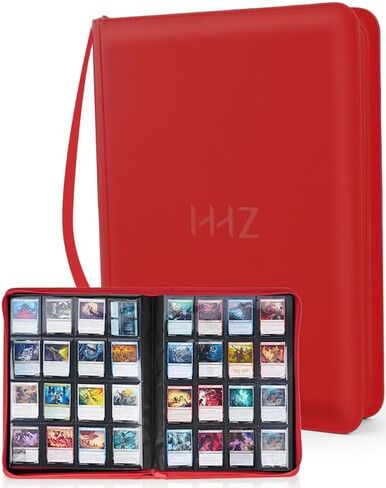 16-Pocket Card Binder - Top Loader Card Binder Holds 832 Cards with Durable PU Leather & Side Loading for Baseball, Sport, MTG, TCG, PKM, Game Cards, 3×4 inch Rigid Double Sided Pocket Collector Album in Saudi Arabia
