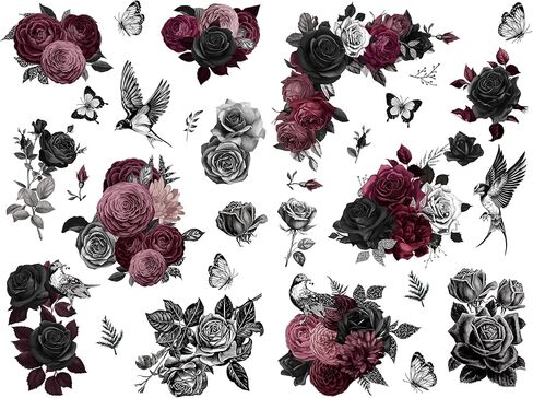 Joeyan Rose Bouquets Rub On Transfers for Furniture and Crafts, 2 Large Watercolor Flowers Design Sheets 12''x18'', DIY Home Decal on Wood Glass Metal Canvas Porcelain Paper Plastic, Purple Dream in Saudi Arabia