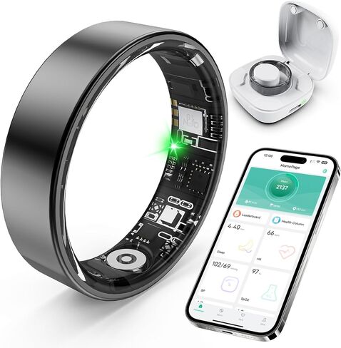 Smart Ring with Sleep Monitoring, Step Counting, Heart Rate, Blood Oxygen for iOS and Android, No Subscription Fee, IP68 Waterproof Health Tracker (Orange, 9) in Saudi Arabia