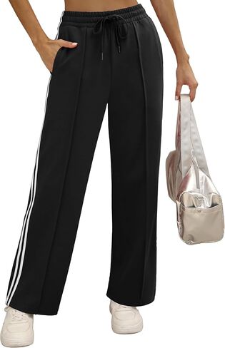 Womens Track Pants 30" Inseam Straight Leg Sweatpants Loose Fit Warm-Up Athletic Running Sports Bottoms, S-XL in Saudi Arabia