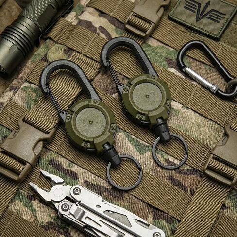 2 حزمة سلسلة مفاتيح قابلة للسحب ، حامل شارة Carabiner ، حامل شارة الهوية التكتيكية مقطع Carabiner مع الإغلاق المغناطيسي ، والفولاذ المقاوم للصدأ 60 سم للرجال ، الجيب 3 ملحق in Saudi Arabia
