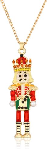 Christmas Nutcracker Pendant Necklace for Women Cute Nutcracker Soldier Beaded Crystal Holiday Jewelry Long Necklace Christmas Gift in Saudi Arabia