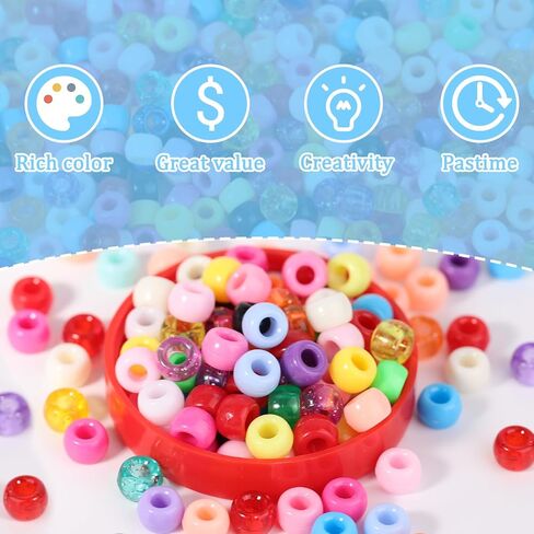 4300Pcs Pony Beads, 24 Colors Plastic Bead for Creating Bracelets Crafts Hair Beads Kandi Friendship Jewelry DIY Making, Craft Days Gifts, Boxed Easy to Store (24 Assorted Colors) in Saudi Arabia