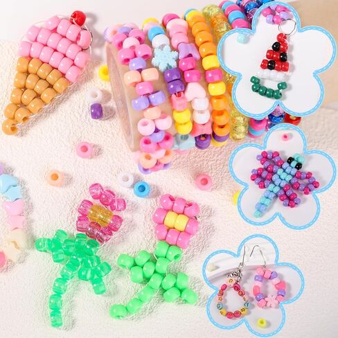 4300Pcs Pony Beads, 24 Colors Plastic Bead for Creating Bracelets Crafts Hair Beads Kandi Friendship Jewelry DIY Making, Craft Days Gifts, Boxed Easy to Store (24 Assorted Colors) in Saudi Arabia