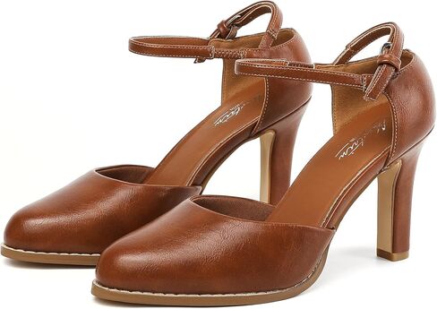 Mostrin Womens Chunky High Heels Closed Toe Ankle Strap Pumps Vintage Party Work Office Pumps Shoes Comfortable Dress Shoes for Women in Kuwait