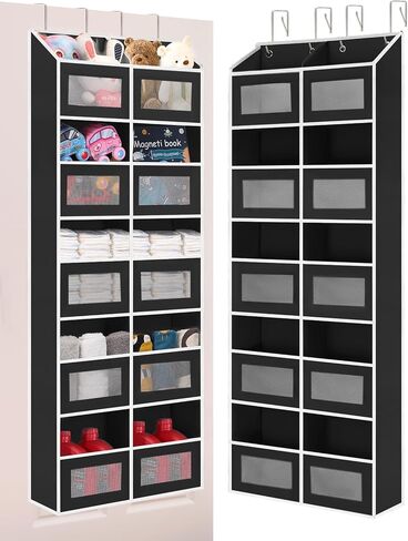 Over the Door Organizer Hanging- 10 Compartments, 80 lbs Load Behind Door Stuffed Animal Storage, Extra Large Toys Storage Organization for Bedroom, Bathroom, Nursery, Shoes, Diaper, Grey in Kuwait