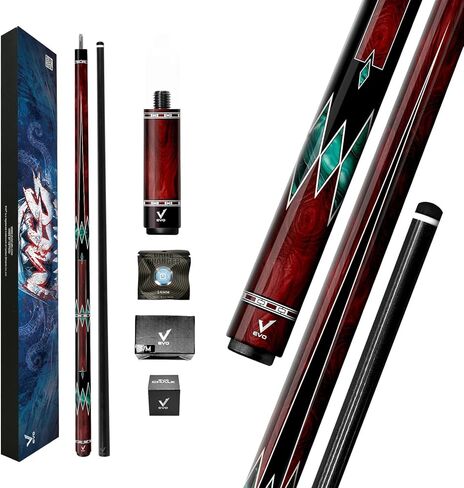 EVO MEG Maxbing Edition Pool Cue Stick Combo, Low Deflection Professional Pool Stick 12.5mm Tip, Billiard Cue Stick for Adults with 5/16-18 Joint, Carbon Composite Butt, Wrapless Design in Saudi Arabia