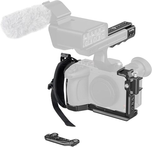 SMALLRIG Camera Cage Kit for Sony FX2, HawkLock Quick Release Cage with Top Handle, Wrist Strap and Cable Clamp for HDMI,Built in NATO Rail/QR Plate for Arca, Compatible with Original XLR Handle in Kuwait