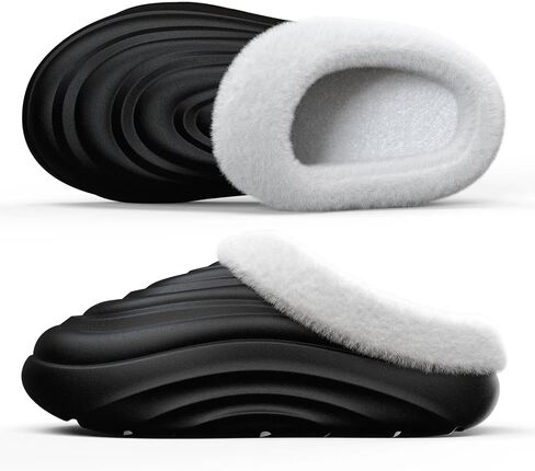 شباشب شتوية مقاومة للماء للاستخدام في الهواء الطلق، قباقيب حديقة مبطنة بالصوف المنفوش وغير قابلة للانزلاق للنساء والرجال، أحذية منزلية دافئة للاستخدام الداخلي والخارجي مع نعل مانع للانزلاق in Kuwait