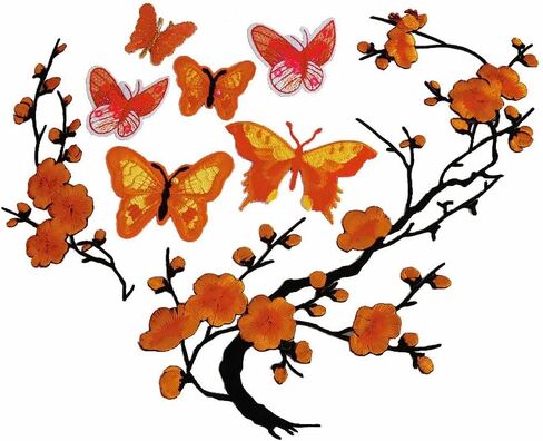 8 Piece Butterfly Embroidery Applique Patch Iron on Cotton Applique Butterfly Patch (Khaki B, Style A) in Saudi Arabia
