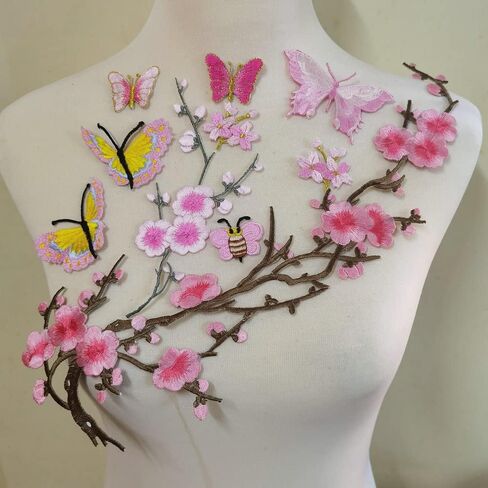 8 Piece Butterfly Embroidery Applique Patch Iron on Cotton Applique Butterfly Patch (Khaki B, Style A) in Saudi Arabia
