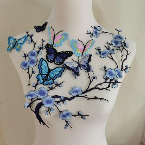 8 Piece Butterfly Embroidery Applique Patch Iron on Cotton Applique Butterfly Patch (Khaki B, Style A) in Saudi Arabia