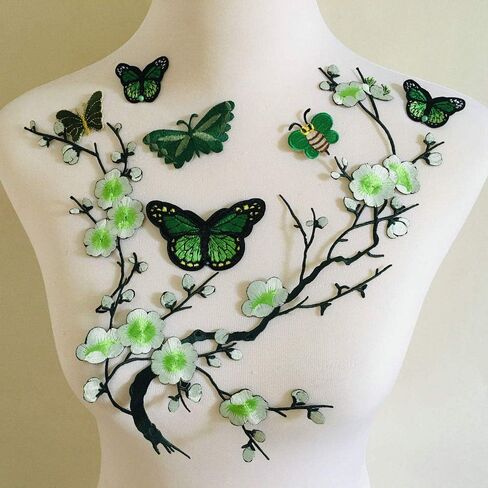 8 Piece Butterfly Embroidery Applique Patch Iron on Cotton Applique Butterfly Patch (Khaki B, Style A) in Saudi Arabia