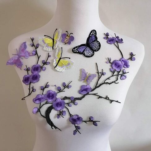 8 Piece Butterfly Embroidery Applique Patch Iron on Cotton Applique Butterfly Patch (Khaki B, Style A) in Saudi Arabia