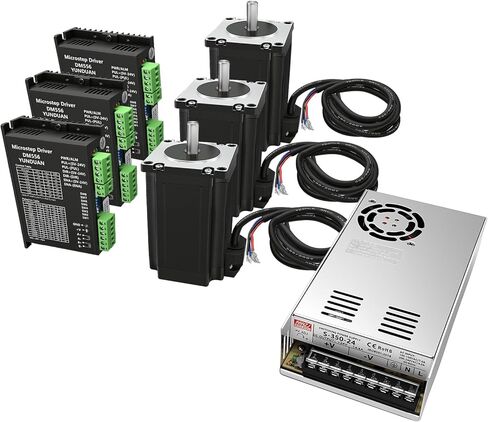 3 Axis with Nema 23 57mm Stepper Motor Kit 1.2Nm 170oz.in 2-Phase 3A, DM556 Stepper Motor Driver, 350W Power Supply, Mach3 Control Card for Machine Engraving CNC Controller Kits in Saudi Arabia