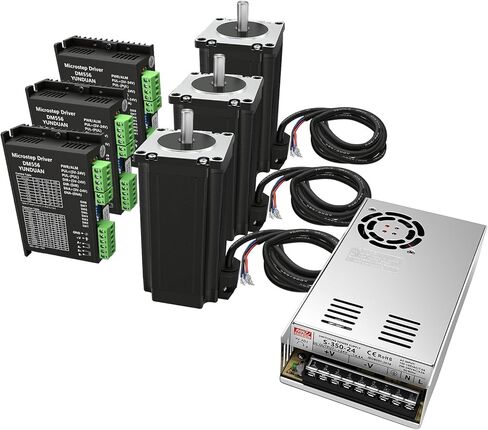 3 Axis with Nema 23 57mm Stepper Motor Kit 1.2Nm 170oz.in 2-Phase 3A, DM556 Stepper Motor Driver, 350W Power Supply, Mach3 Control Card for Machine Engraving CNC Controller Kits in Saudi Arabia