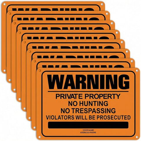 8 Pcs No Trespassing Signs Private Property Reflective Aluminum Posted Symbols Metal No Hunting or Trespassing Signs for Warning No Hunting Fishing Trapping Outdoor(Yellow) in Saudi Arabia