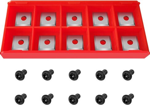 14 x 14 x 2mm Tungsten Carbide Inserts Set, Square Straight Tungsten Carbide Replacement Cutters Inserts Lathe Tools For Spiral Helical Planer Heads, Supplied with 10 pcs Screws in Kuwait