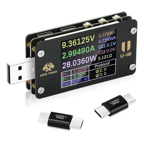 Diymore USB Power Meter,USB Cable Tester USB Tester Power Meter,USB Voltage and Current Tester Meter,Power Bank Capacity,Working Time Ammeter Voltmeter USB Cable Charger Detector LED Display,Gray in Saudi Arabia