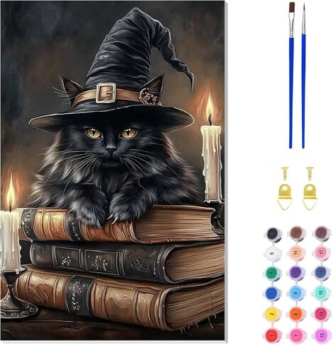 Zendiyo Halloween Ghost Paint من أرقام أرقام للمبتدئين للمبتدئين على القماش مع طلاء خشبي ، وسهل الطلاء الكبار حسب الأرقام ، و Diy Acrylic Color Paint in Kuwait