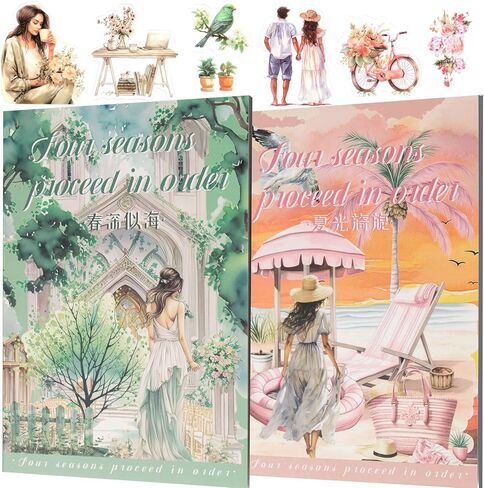 ملصقات مجلة Seasons Seasons ، ملصقات سجل القصاصات 40 PCS ، مستلزمات Junk Journal ، مواد الحيوانات الأليفة الجمالية مسبقًا ، رواد سكانشي مدينة القرية الريفية للبالغين ، حرفة الفنون الزخرفية المزخرفة in Kuwait