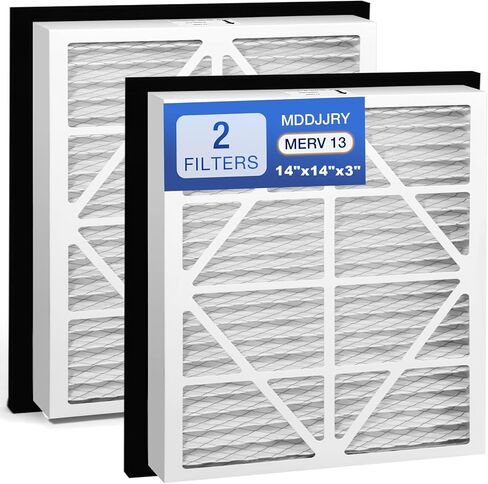 2PACK 14X14X3 MERV13 AIR FILTER PLEETED HOUSE RETURS RETURS PILTERS ALPTEMENTS تتوافق تمامًا مع مرشح Grille Return House Series 14x14x3 in Kuwait