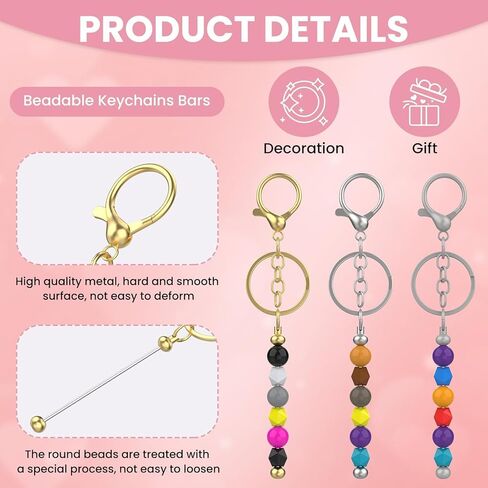 22Pcs Beadable Keychains Bars, Metal DIY Blanks Beaded Keychain Bar Charms Strips Accessories Bulk Making Supplies for Bead Keychain Making, DIY Gift, Craft, Pendant, Jewelry and Purse (Multicolor) in Saudi Arabia