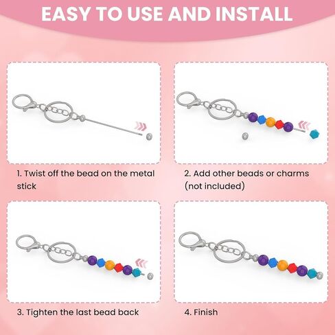 22Pcs Beadable Keychains Bars, Metal DIY Blanks Beaded Keychain Bar Charms Strips Accessories Bulk Making Supplies for Bead Keychain Making, DIY Gift, Craft, Pendant, Jewelry and Purse (Multicolor) in Saudi Arabia