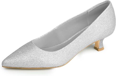 Womens Kitten Heels 2 Inch Pumps Comfortable Closed Toe Wedding Office Dress Heels with Rhinestone in Saudi Arabia
