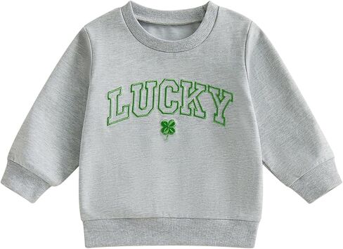 Toddler Girl Boy St Patricks Day Outfit Lucky Sweatshirt Long Sleeve Pullover Tops Irish Baby Winter Spring Clothes in Saudi Arabia